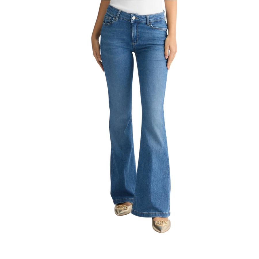Jeans donna a zampa blu
