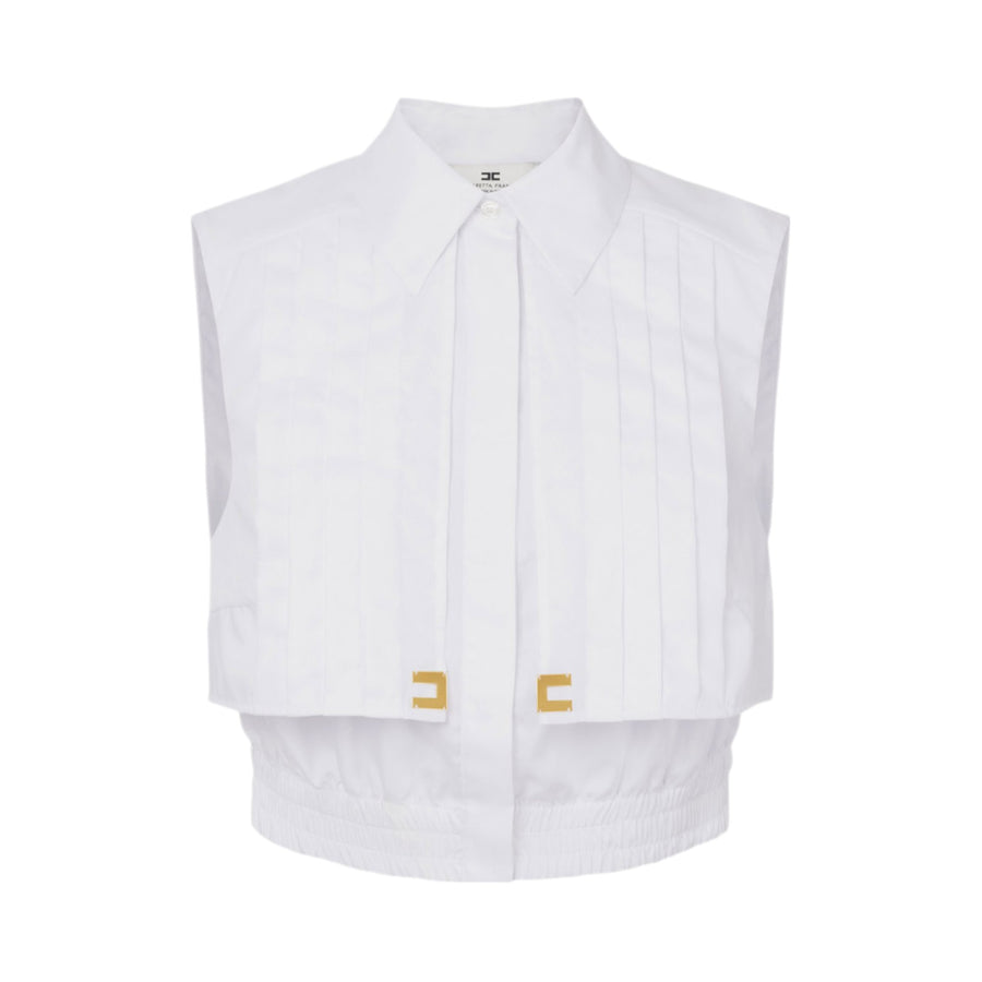 Camicia donna cropped in popeline con mantellina