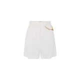 Shorts donna in gabardina con logo gioiello