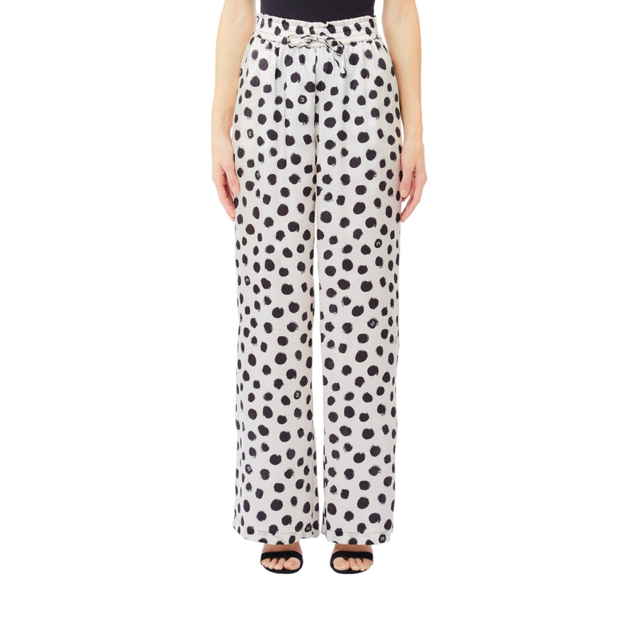 Pantaloni donna a pois con elastico in vita