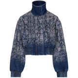 Bomber donna cropped in denim con strass