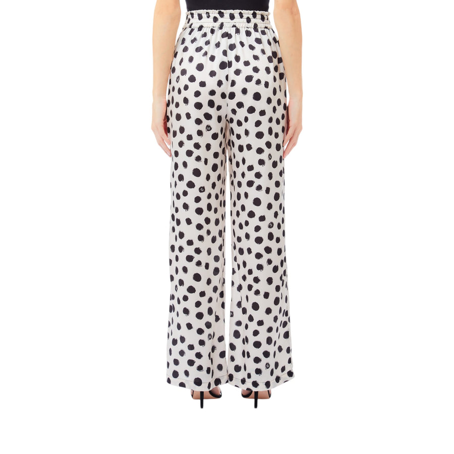 Pantaloni donna a pois con elastico in vita