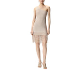 Abito donna corto monospalla con frange