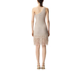 Abito donna corto monospalla con frange