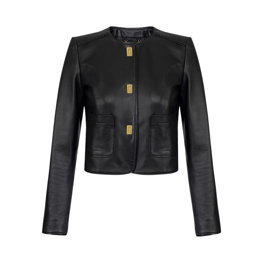 Giacca donna in pelle con dettagli in vinile