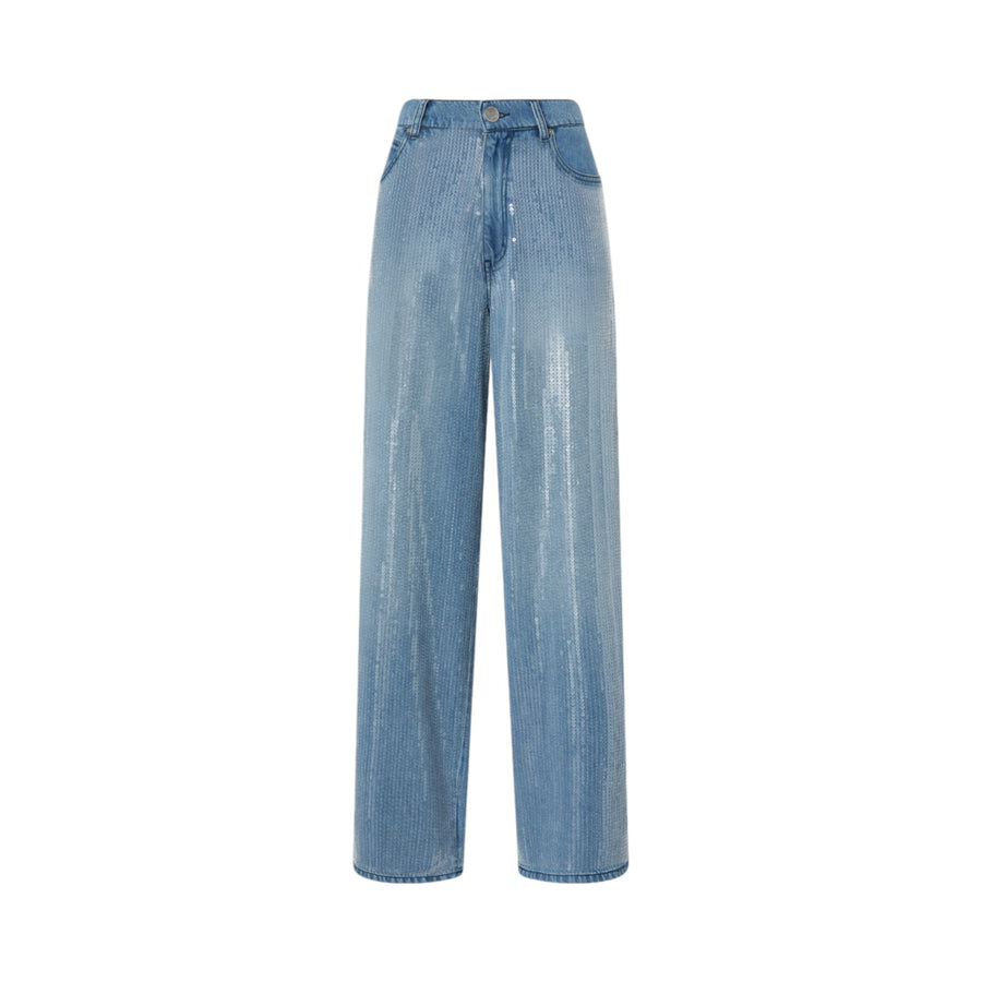 Jeans donna in denim full paillettes