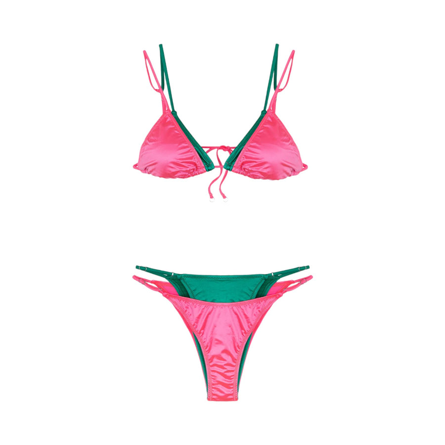 Bikini donna triangolo e slip brasiliano regolabile glitch