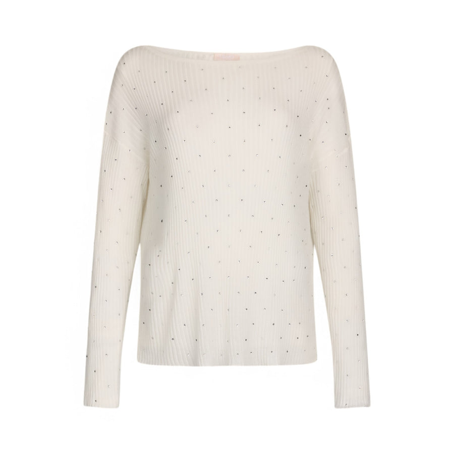 Maglia donna bianca con strass