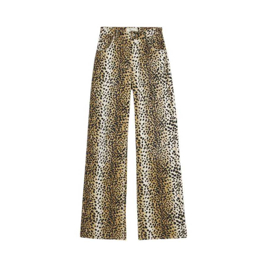 Pantaloni donna boyfit in bull cotone stampa animalier