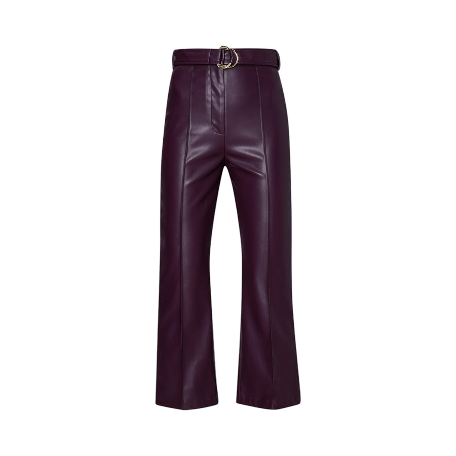 Pantaloni donna flare in tessuto spalmato