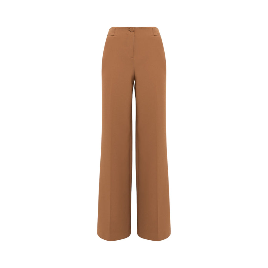 Pantalone donna a gamba larga in crêpe stretch