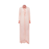 Maxi camicia donna in georgette con rosa