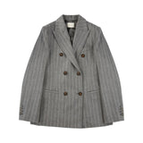 Giacca donna doppiopetto regular fit in flanella gessata