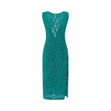 Abito donna in pizzo floreale con scollo sul retro