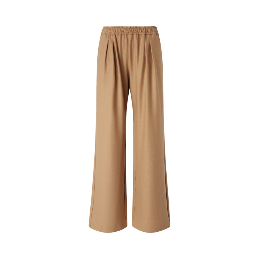 Pantaloni donna lunghi wide-leg in misto lana