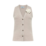 Gilet donna in maglia di lana con spilla