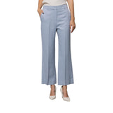 Pantaloni donna a trombetta in misto lino