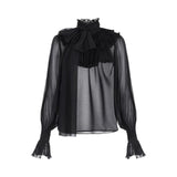 Blusa donna in georgette con fusciacca