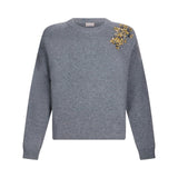 Maglia donna 100% lana con ricamo gioiello