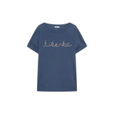 T-shirt donna lettering ricamata