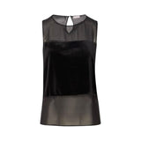 Top donna senza maniche con effetto trasparenza