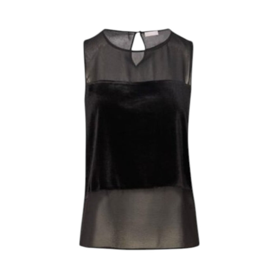 Top donna senza maniche con effetto trasparenza