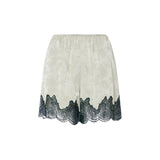 Short donna jacquard con dettagli in pizzo