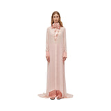 Maxi camicia donna in georgette con rosa