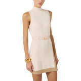 Mini donna abito in maglia con bande in viscosa lucida