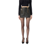 Mini donna gonna in pelle con stampa cocco