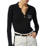 Polo donna in maglia con dettaglio lettering