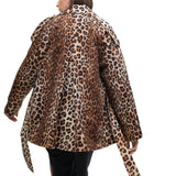 Trench donna corto animalier con cintura