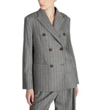 Giacca donna doppiopetto regular fit in flanella gessata