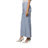 Pantaloni donna a trombetta in misto lino