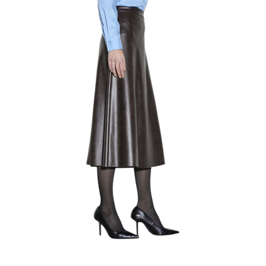 Gonna donna midi svasata in similpelle