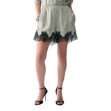 Short donna jacquard con dettagli in pizzo