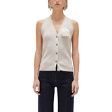 Gilet donna in maglia di lana con spilla