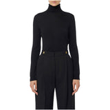 Maglia donna in lana con micro-logo jacquard