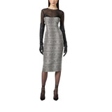 Abito donna in tulle, raso e crêpe con stampa pitone