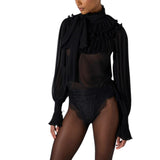 Blusa donna in georgette con fusciacca