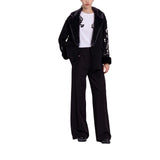 Giacca donna double con ricami e inserti in ecopelliccia