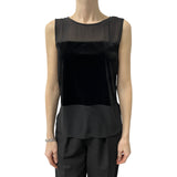 Top donna senza maniche con effetto trasparenza