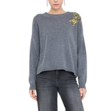 Maglia donna 100% lana con ricamo gioiello