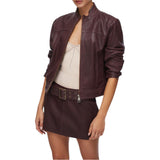 Giacca donna  in pelle con stringhe