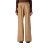 Pantaloni donna lunghi wide-leg in misto lana