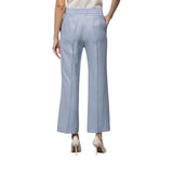 Pantaloni donna a trombetta in misto lino