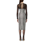 Abito donna in tulle, raso e crêpe con stampa pitone