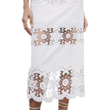 Abito donna lungo in cotone con ricamo floreale