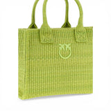 Borsa shopper piccola Beach in rafia con logo Love Birds