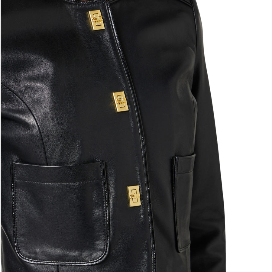 Giacca donna in pelle con dettagli in vinile